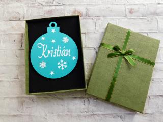 Dřevěná vánoční ozdoba NA PŘÁNÍ - zelená krabička