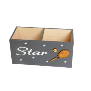 Dřevěný pastelkovník STAR tenis tm. šedý