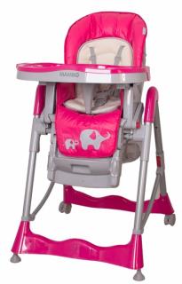 Jídelní židlička Coto Baby Mambo 2019 Hot Pink - Sloníci (barva malina)