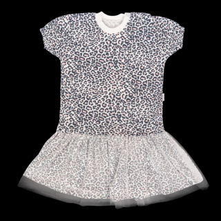 Mamatti Kojenecké šaty s týlem, kr. rukáv, Gepardík, bílé se vzorem, vel. 98