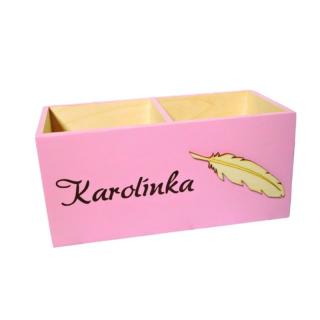 Pastelkovník pro holky s pírkem růžový/hnědé písmo