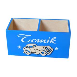 Pastelkovník se jménem a autíčkem - modrý