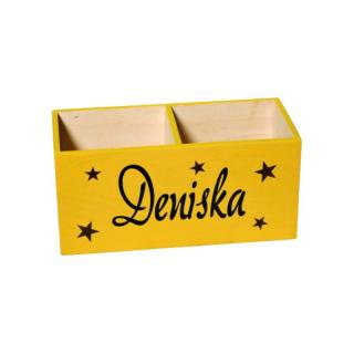 Pastelkovník se jménem, hvězdičky - žlutý, černé písmo