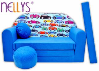 Rozkládací dětská pohovka Nellys ® 64R - Malá autička v modré