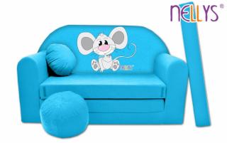 Rozkládací dětská pohovka Nellys ® Myška v modrém