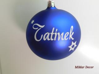 Skleněná vánoční ozdoba NA PŘÁNÍ - modrá/bílá 10cm