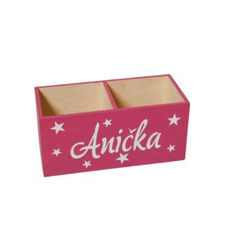 Stojan na tužky se jménem - červeno/růžový