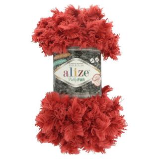 Alize Puffy Fur 6118 červená (100g/6m)
