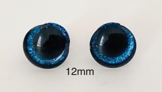 Bezpečnostní oči 12mm modré glitrové 2ks (2ks, 12mm)