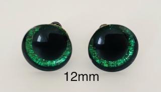 Bezpečnostní oči 12mm zelené glitrové 2ks (2ks, 12mm)