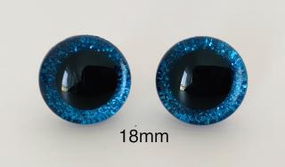Bezpečnostní oči 18mm modré glitrové 2ks (2ks, 18mm)