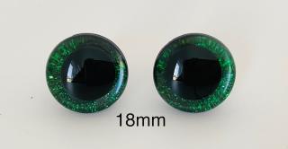Bezpečnostní oči 18mm zelené glitrové 2ks (2ks, 18mm)