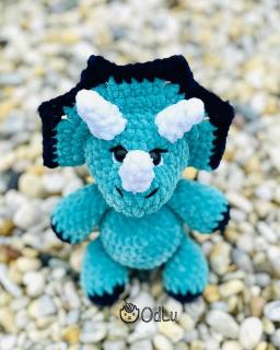 DIY - Triceratops Dinoušek šalvějově modrý ( Udělej si sám  balíček s návodem)