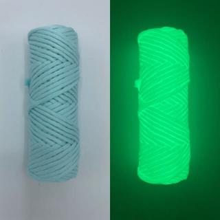 Glow in dark macramé příze 4mm tyrkysová (32m/100g)
