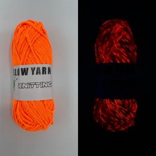 Glow in dark příze oranžová sytá (70m/50g)