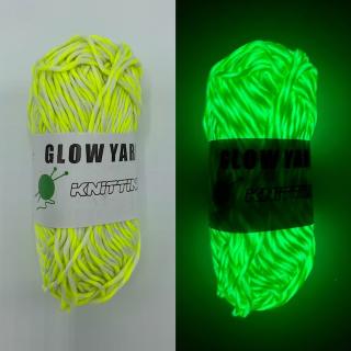 Glow in dark příze žíhaná neonově žlutá (70m/50g)