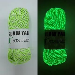 Glow in dark příze žíhaná zářivá zelená (70m/50g)