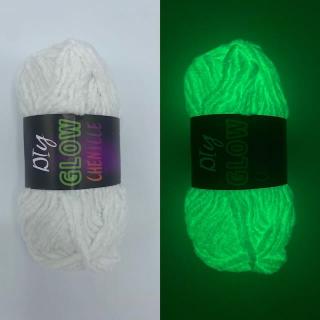 Glow in dark žinylková svítící příze bílá (50g)