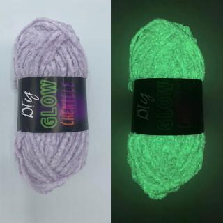 Glow in dark žinylková svítící příze fialová (50g)