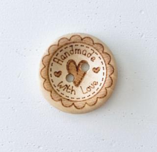 Knoflík Handmade 20mm srdíčko s krajkou (1ks)