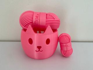Sada na háčkování růžová kočka (miska 16cm+Pouzdro 14,5cm+Pouzdro 8cm)