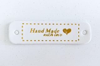 Štítek Handmade with love bílý 55x15mm (1ks)