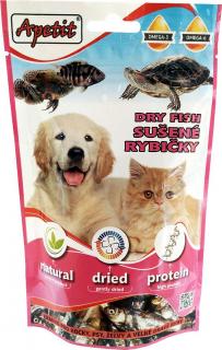 Apetit - DRY FISH 50g - Sušené rybičky pro kočky, psy, vodní želvy, ryby a plazy.