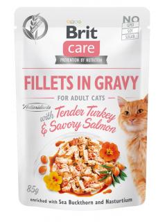 Brit Care Cat kapsa WET Fillets in Gravy with Tender Turkey & Savory Salmon 85 g
