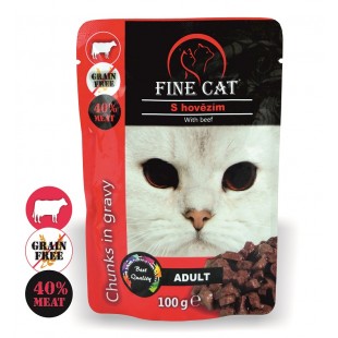 FINE CAT kapsička GRAIN-FREE Adult HOVĚZÍ v omáčce 100g