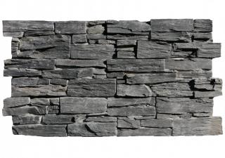 Přírodní obklad Černá Břidlice hrubá 55x20x3,5cm Provedení: V betonu