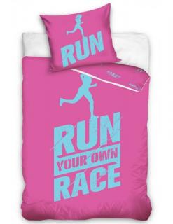 Výprodej!! Bavlněné perkálové povlečení Run Race Růžové (70x90cm+140x200cm, 100% bavlna)