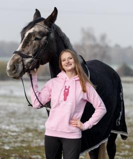 Mikina - Kafe Koně Jedem Barva: růžová-bílé písmo, Velikost: XL