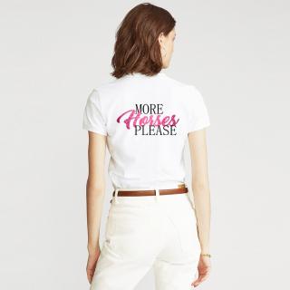 POLO tričko - More Horses Barva: Bílá/černo-růžový potisk, Velikost: L