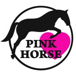 Samolepka Pink Horse barvy, velikosti: Černé logo+růžové srdce+průhledné pozadí