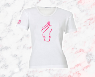 Tričko Hlava  tričko s potiskem Barva: bílá-růžové písmo, Velikost: L