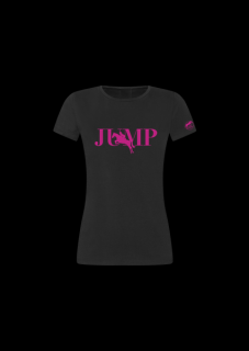 Tričko - JUMP  tričko s potiskem Barva: černá-růžové písmo, Velikost: L
