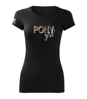 Tričko - PONY Girl Barva: Černá/bílé-zlatý potisk, Velikost: XL
