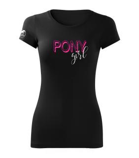 Tričko - PONY Girl Barva: černá/bílo-růžový potisk, Velikost: L