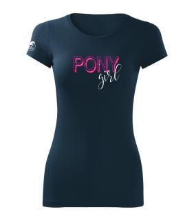 Tričko - PONY Girl Barva: Námořní modrá/bílo-růžový potisk, Velikost: XL