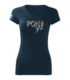 Tričko - PONY Girl Barva: Námořní modrá/bílo-zlatý potisk, Velikost: XL