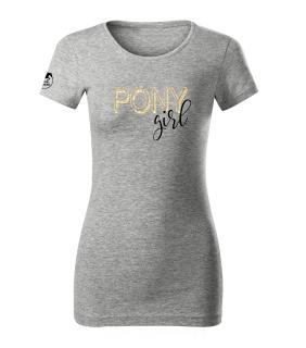 Tričko - PONY Girl Barva: Šedá/černo-zlatý potisk, Velikost: XL