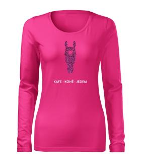 Tričko s dlouhým rukávem - Kafe Koně Jedem Barva: růžové, Velikosti oblečení: XS