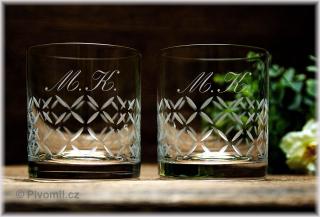 Broušené sklenice na whisky s monogramem - 2ks (Whiskovky s pískovanými iniciálami)