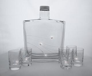 Dárková sada lahev + 6 ks sklenky SWAROVSKI® Crystals (Souprava lahev a odlivky s kamínky SWAROVSKI®)