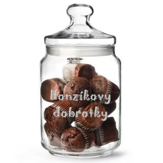 Dóza pro děti s nápisem (Skleněná nádoba na pamlsky )