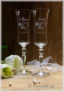Svatební sklenice ROSE s krystaly SWAROVSKI®ELEMENTS (Sklenice broušené s kameny Swarovski)