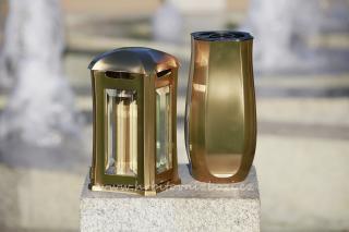 Hřbitovní lampa fazetová s vázou bronzový odstín