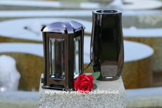 Hřbitovní lampa fazetová skla váza černé zlato