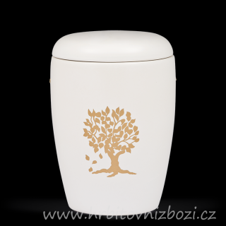 Keramická urna bílá se zlatým stromem