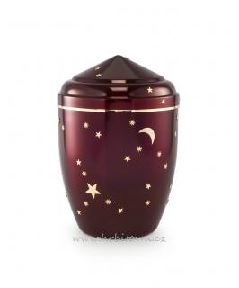 Ocelová urna malá tmavě fialová s hvězdičkami